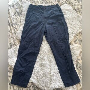 UNIQLO Navy Linen Blend Elastic Waist Chino Pants Men L 30-31
